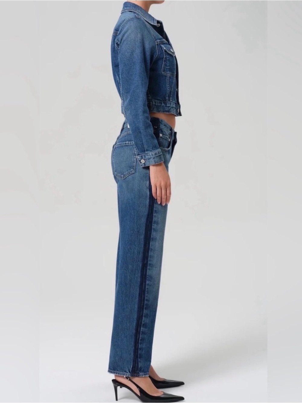 NWOT: Citizens of Humanity Blaine Tuxedo Stripe Two-Tone Jeans, sz 27 ($358)